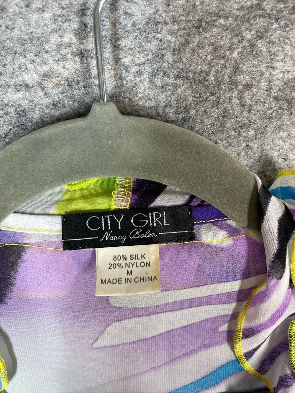 VTG City Girl Y2K Silk Ruffle Cardigan Neon Abstract Medium Resort Boho Festival - Picture 5 of 16